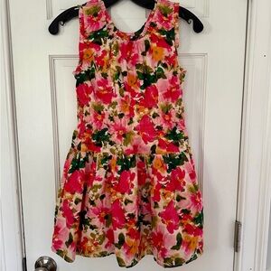 Crewcuts Scoopneck Drop Waist Dress in Cotton Poplin Floral For Girls Sz 10